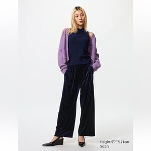 Soft Velour Wide-Leg Straight Pants